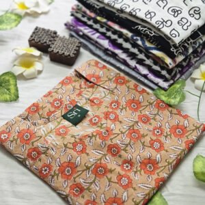 Women’s cotton kurti with beige floral garden print