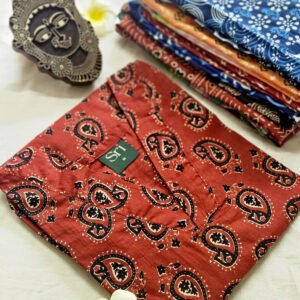 Women’s cotton kurti in rust color with paisley heritage print