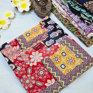 Vibrant Ethnic Patchwork Cotton\noodle neck