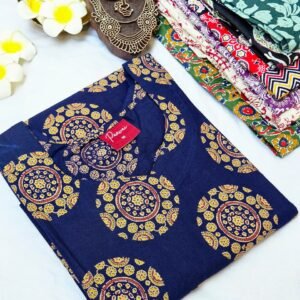 "Navy Mandala Luxe Cotton Kurti"